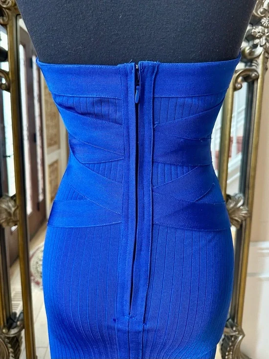 Fashion Nova Cobalt Blue Halter Midi Bandage Dress Size M - Picture 5 of 8